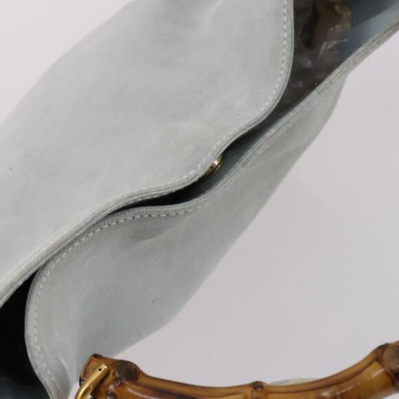 GUCCI Bamboo Hand Bag Suede Light Blue Gold 001 001 - Picture 6 of 12